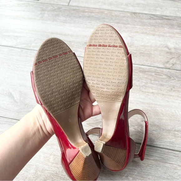 Miz Mooz Wynn Red  Patent Leather Laser Cut Sandals - Picture 10 of 12